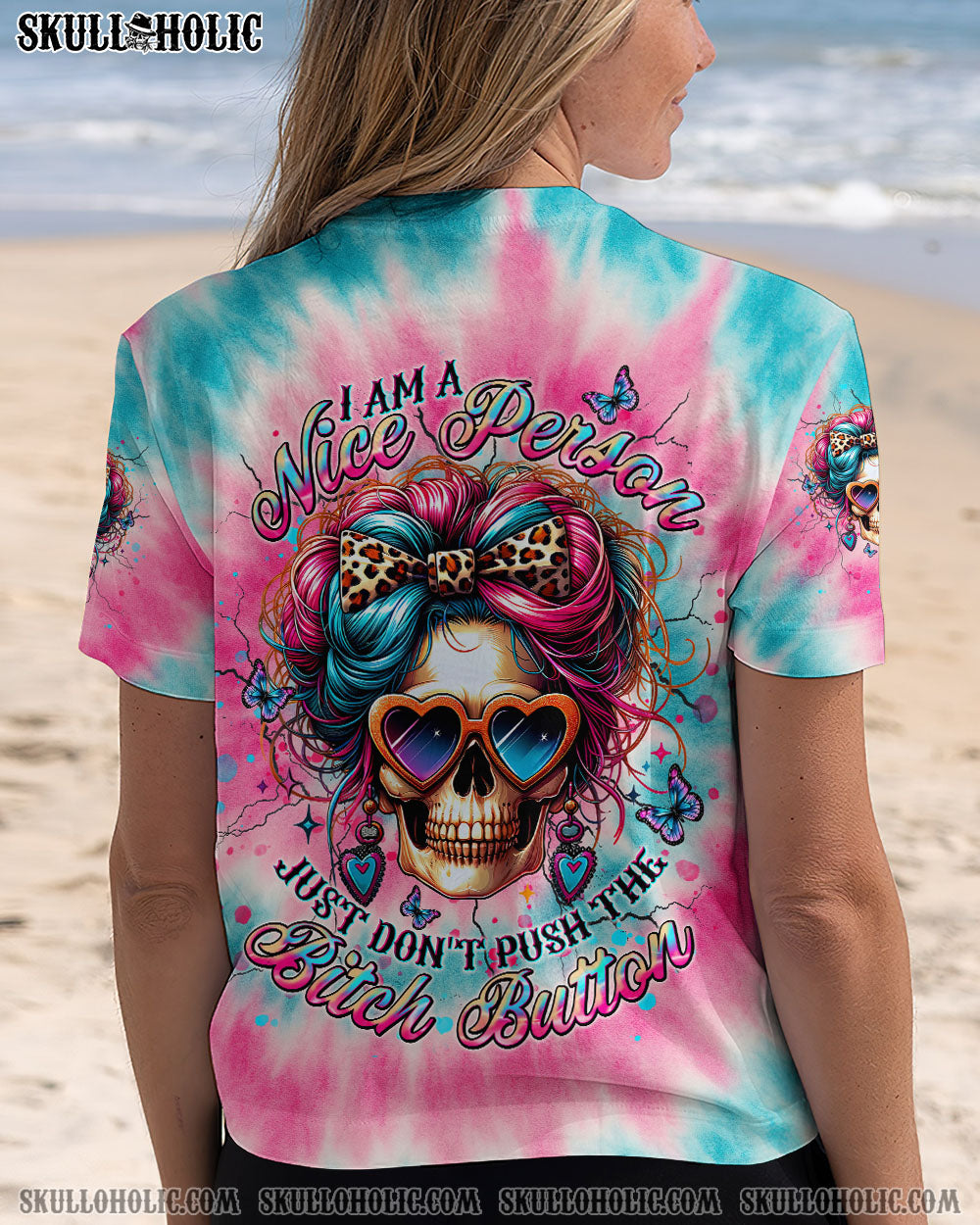 BLISSCORNERS I AM A NICE PERSON SKULL TIE DYE ALL OVER PRINT
