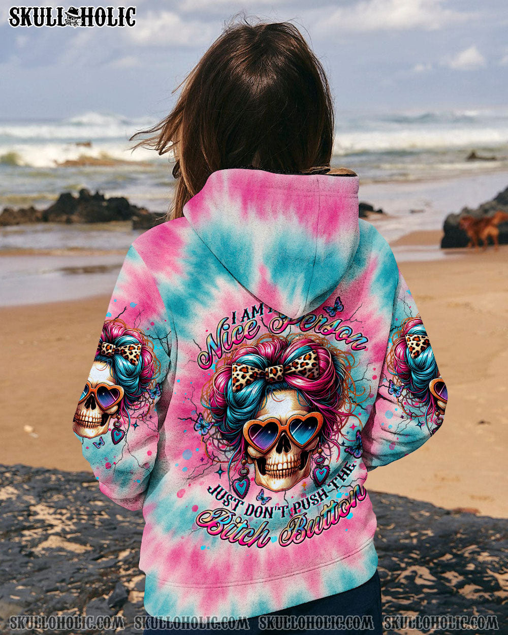 BLISSCORNERS I AM A NICE PERSON SKULL TIE DYE ALL OVER PRINT