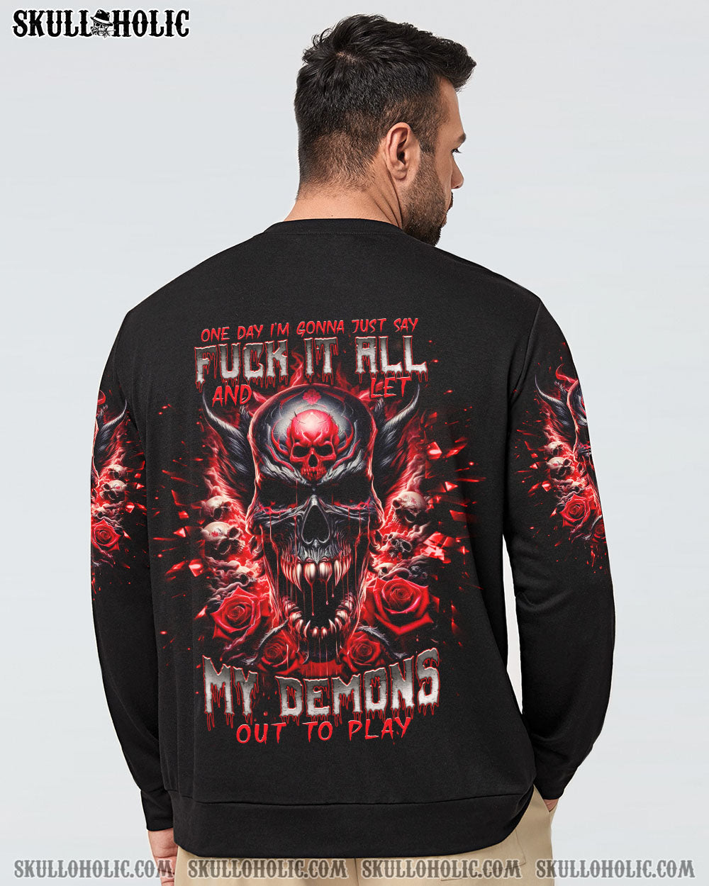 BLISSCORNERS ONE DAY I'M GONNA JUST SAY DEMON SKULL ALL OVER PRINT