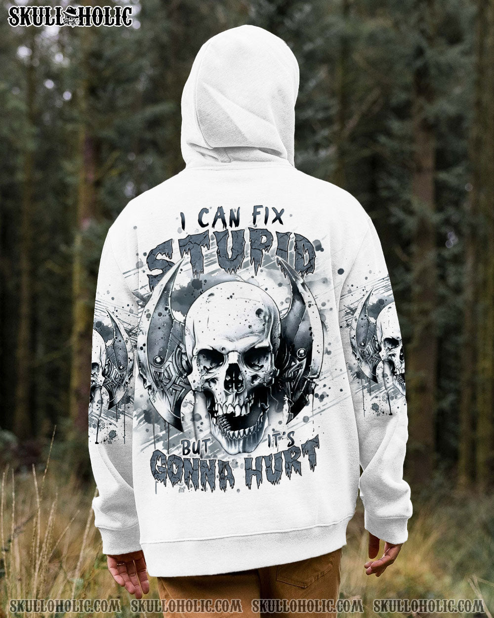 BLISSCORNERS I CAN FIX STUPID BUT IT'S GONNA HURT SKULL ALL OVER PRINT