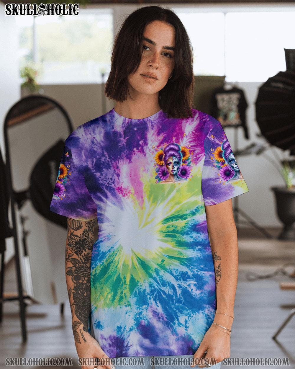 BLISSCORNERS SHE IS SUNSHINE SKULL LADY ALL OVER PRINT