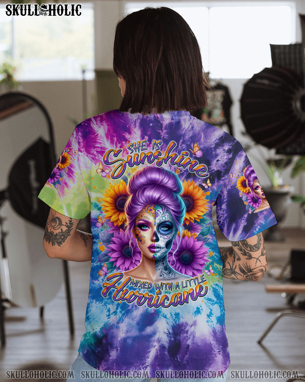 BLISSCORNERS SHE IS SUNSHINE SKULL LADY ALL OVER PRINT