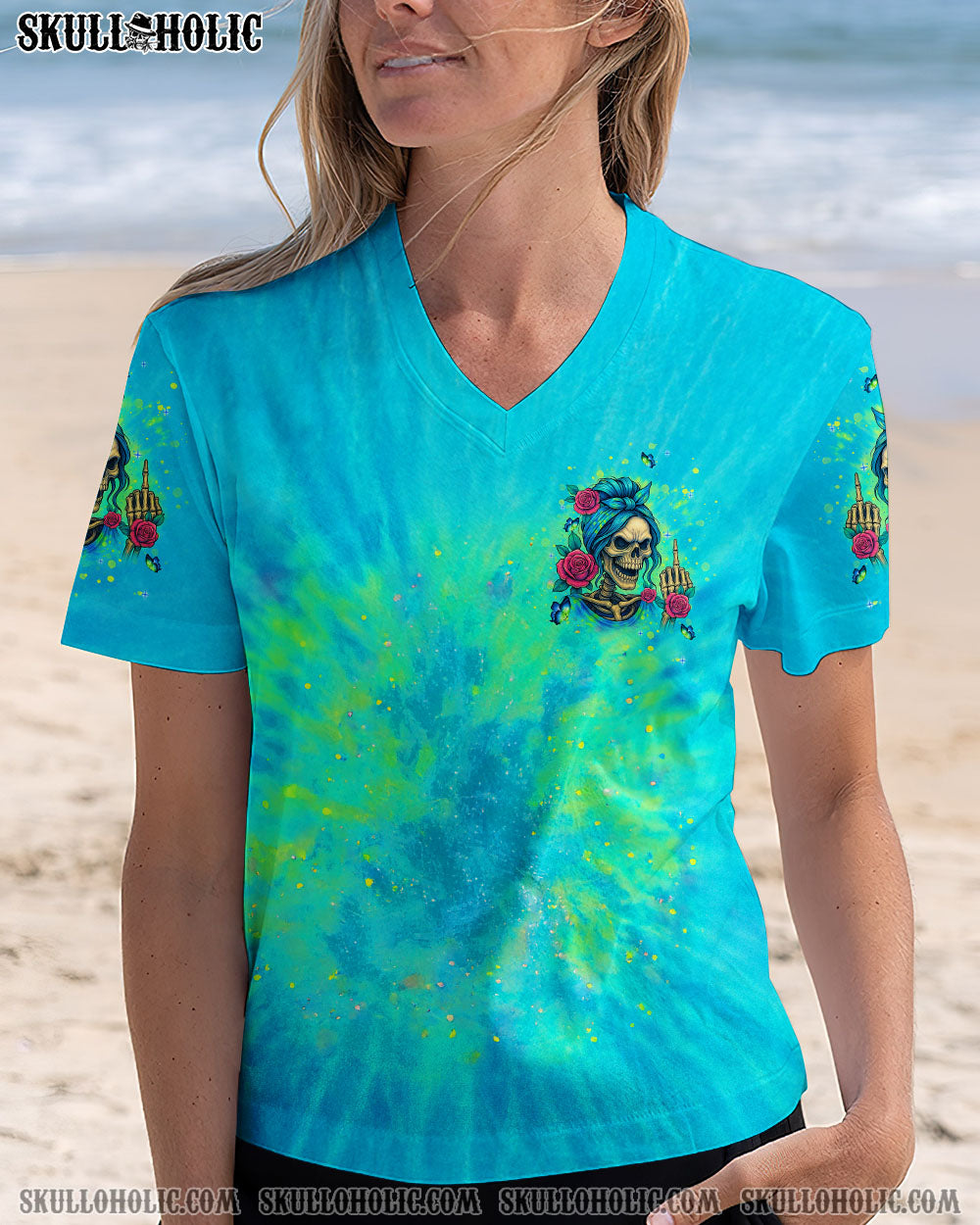 BLISSCORNERS THE GOOD GIRL IN ME MESSY BUN SKELETON ALL OVER PRINT