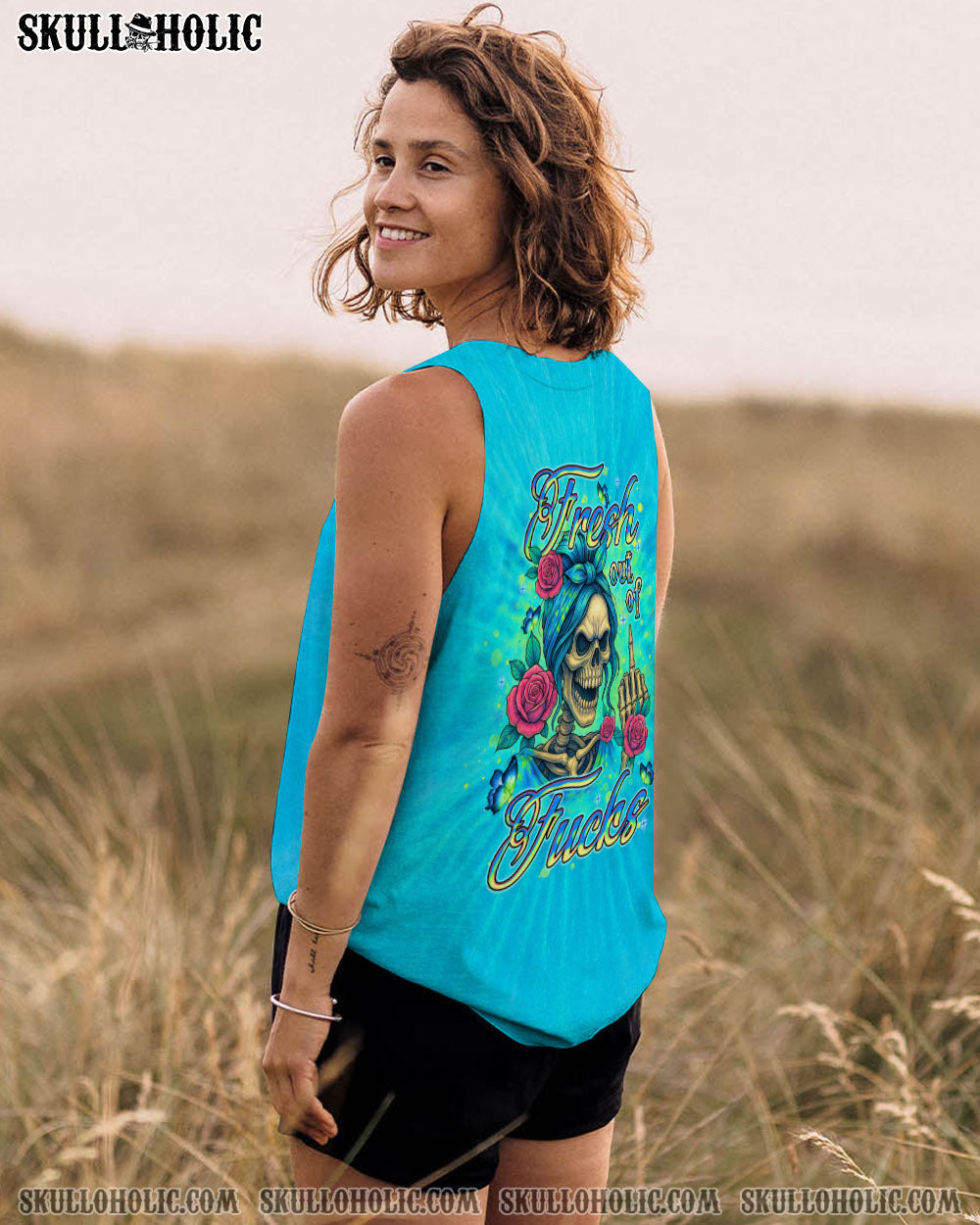 BLISSCORNERS THE GOOD GIRL IN ME MESSY BUN SKELETON ALL OVER PRINT
