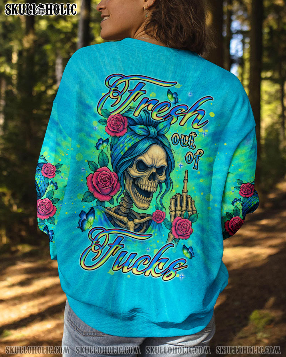 BLISSCORNERS THE GOOD GIRL IN ME MESSY BUN SKELETON ALL OVER PRINT