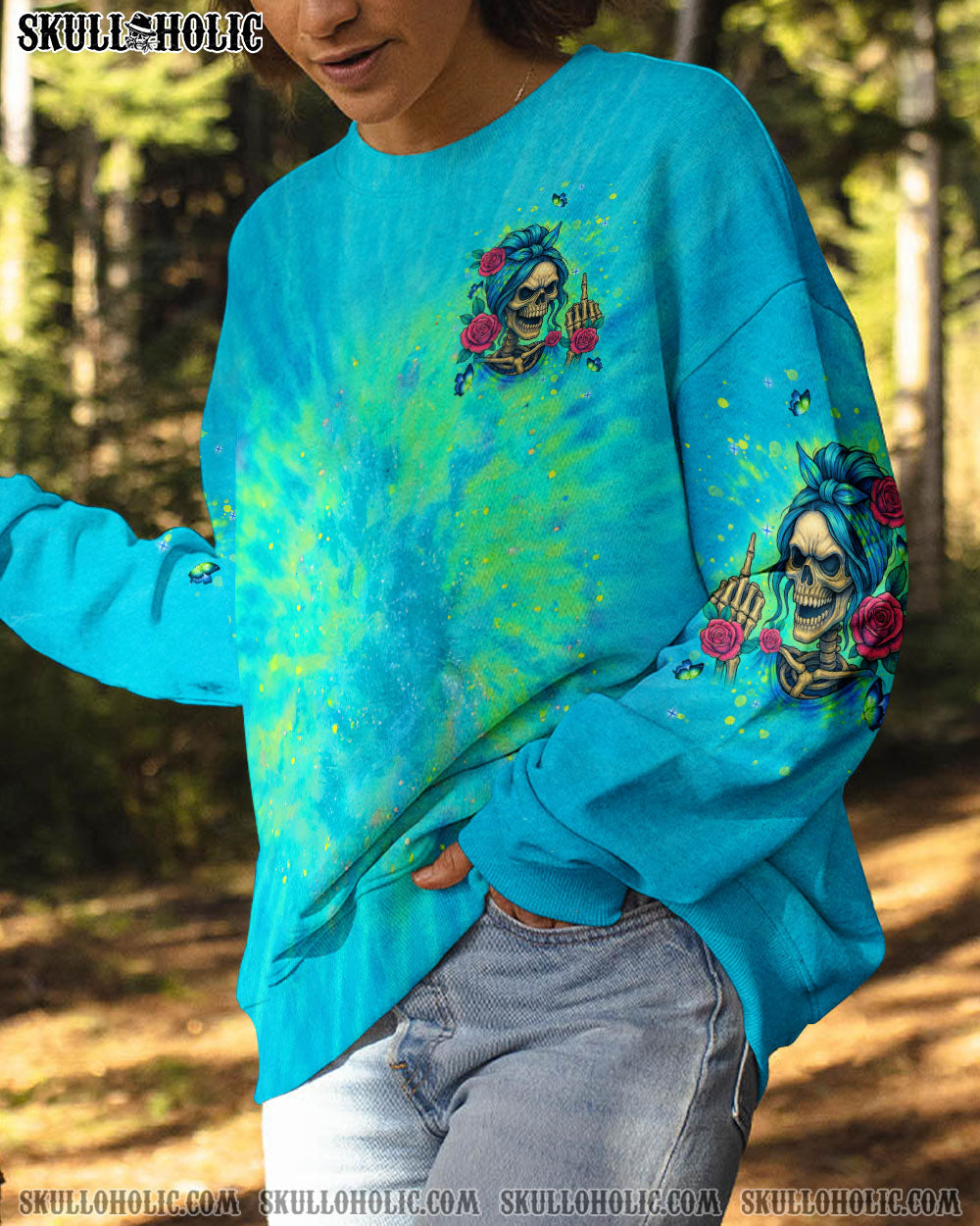BLISSCORNERS THE GOOD GIRL IN ME MESSY BUN SKELETON ALL OVER PRINT