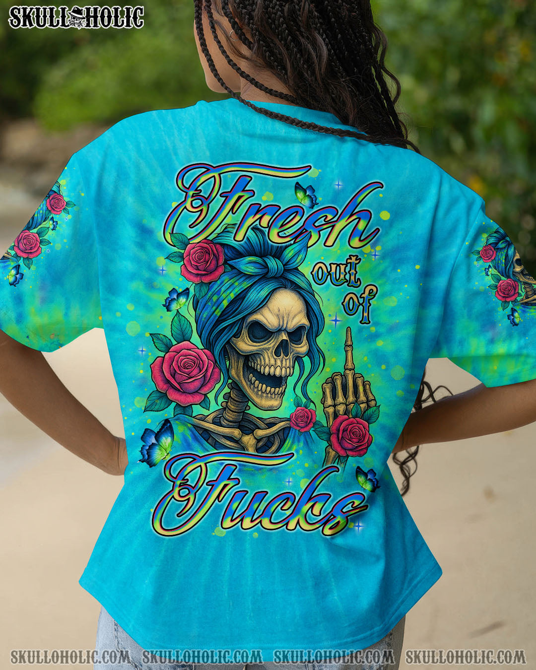 BLISSCORNERS THE GOOD GIRL IN ME MESSY BUN SKELETON ALL OVER PRINT