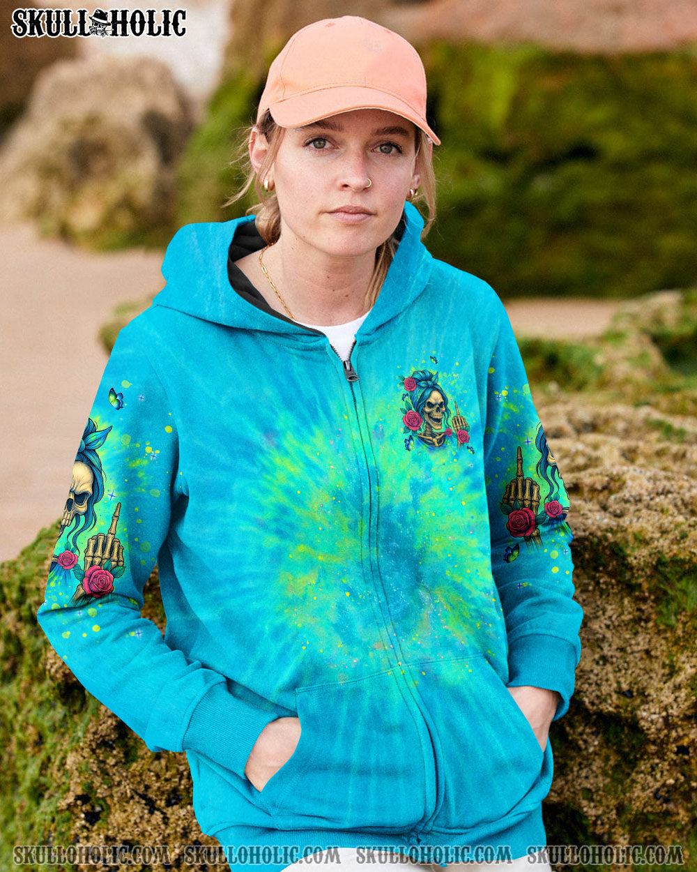 BLISSCORNERS THE GOOD GIRL IN ME MESSY BUN SKELETON ALL OVER PRINT