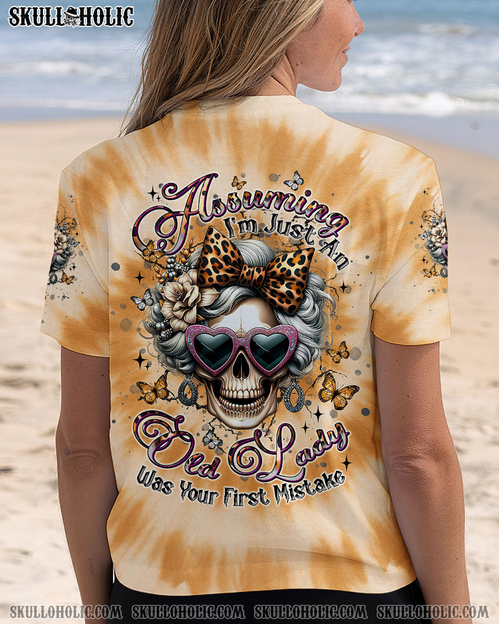 BLISSCORNERS ASSUMING I'M JUST AN OLD LADY SKULL TIE DYE ALL OVER PRINT