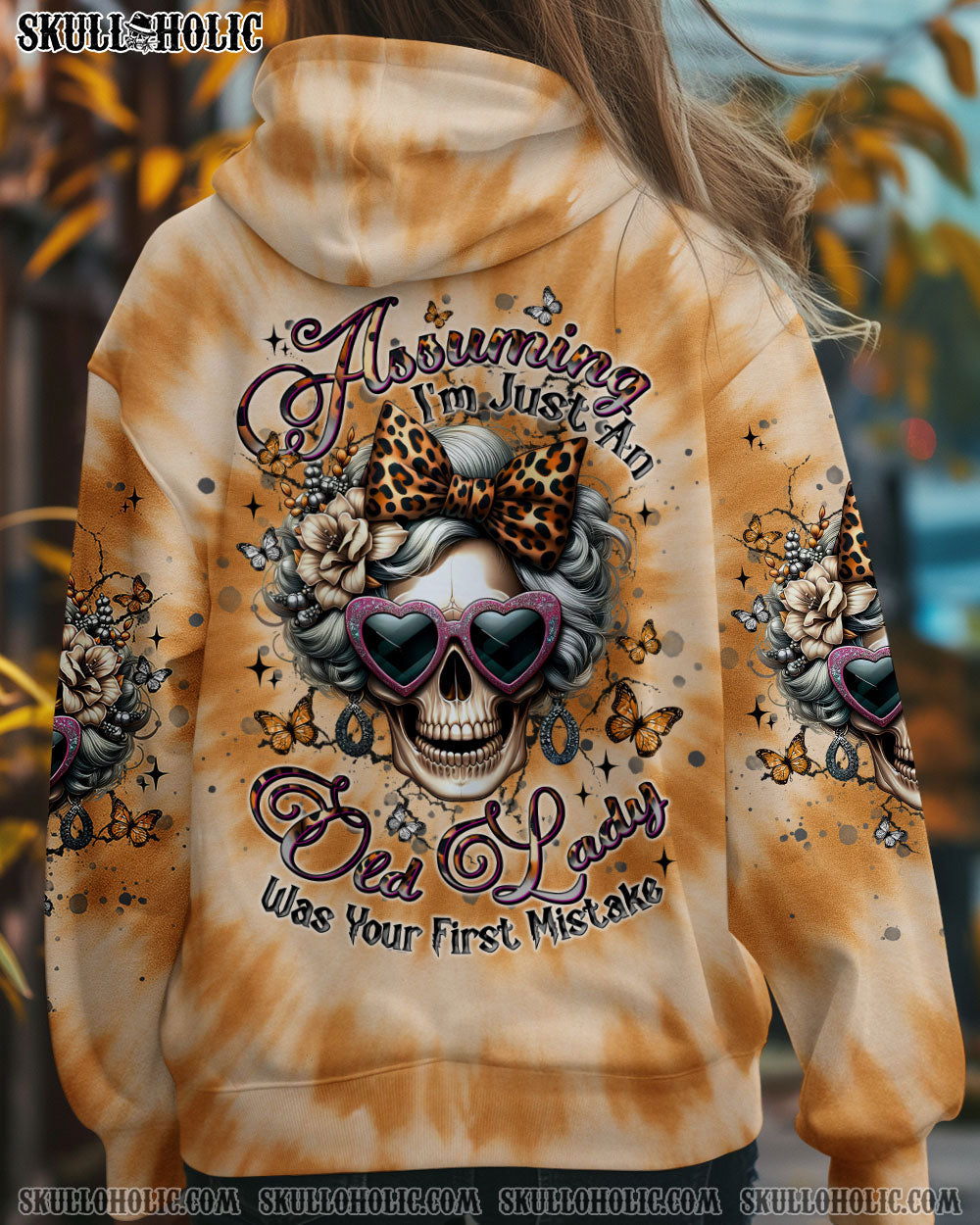 BLISSCORNERS ASSUMING I'M JUST AN OLD LADY SKULL TIE DYE ALL OVER PRINT