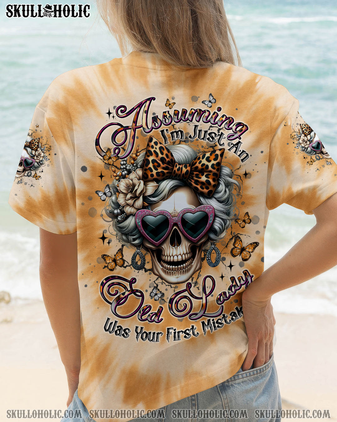 BLISSCORNERS ASSUMING I'M JUST AN OLD LADY SKULL TIE DYE ALL OVER PRINT