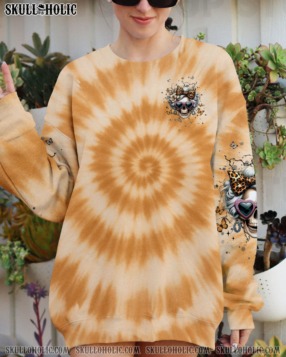 BLISSCORNERS ASSUMING I'M JUST AN OLD LADY SKULL TIE DYE ALL OVER PRINT