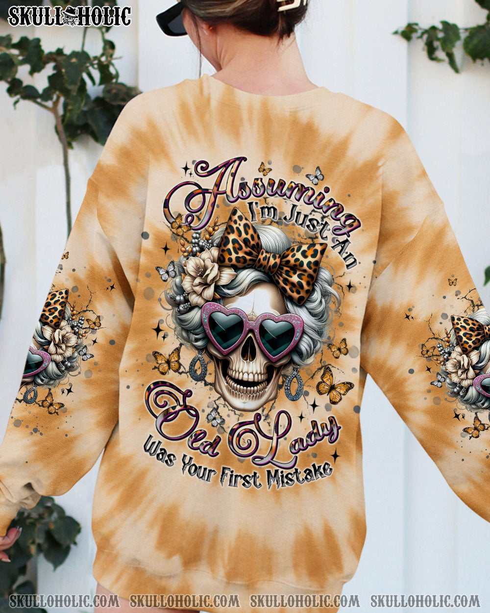 BLISSCORNERS ASSUMING I'M JUST AN OLD LADY SKULL TIE DYE ALL OVER PRINT