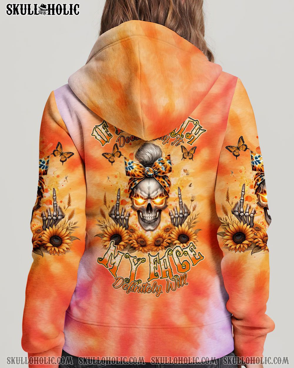 BLISSCORNERS MY GIVE A F IS BROKEN MESSY BUN SKULL ALL OVER PRINT