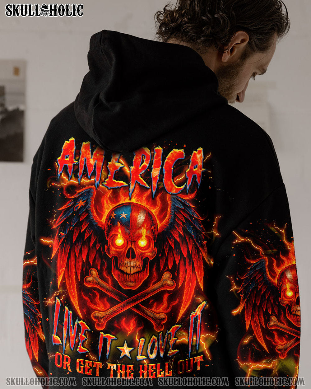 BLISSCORNERS AMERICA LIVE IT LOVE IT OR GET THE HELL OUT ALL OVER PRINT