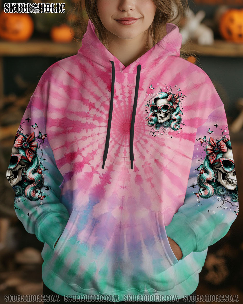 BLISSCORNERS THICK THIGHS THIN PATIENCE SKULL TIE DYE ALL OVER PRINT