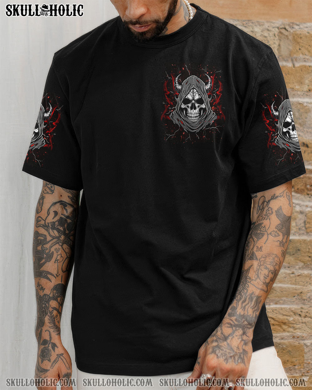 BLISSCORNERS YOUR DEMONS HIDE UNDER YOUR BED SKULL REAPER DEMON ALL OVER PRINT