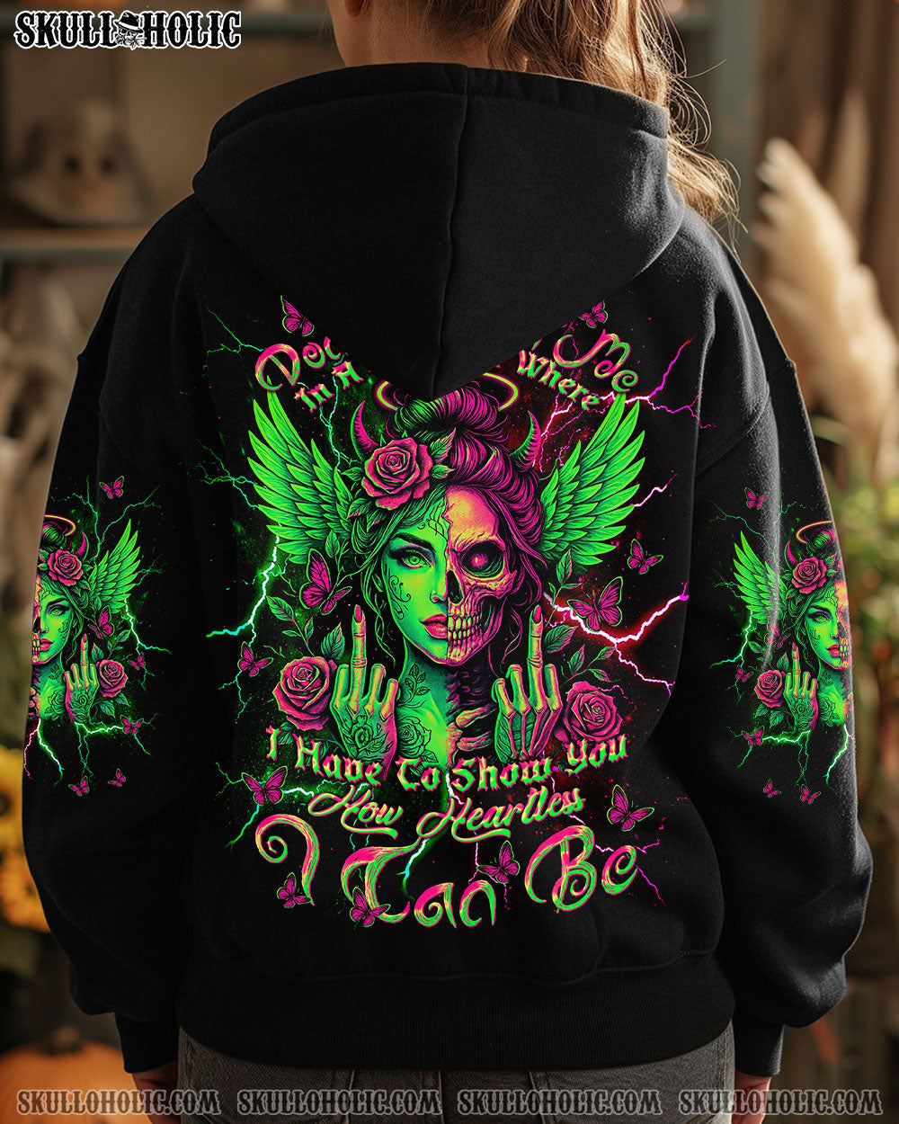 BLISSCORNERS HOW HEARTLESS I CAN BE SKULL HALF LADY ALL OVER PRINT