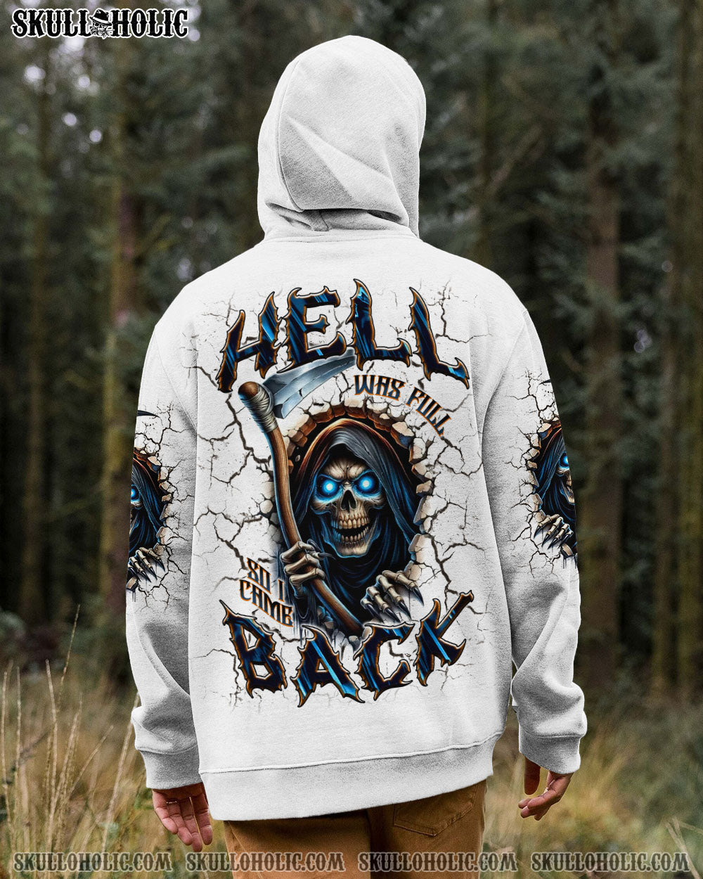 BLISSCORNERS HELL WAS FULL SO I CAME BACK REAPER SKULL ALL OVER PRINT