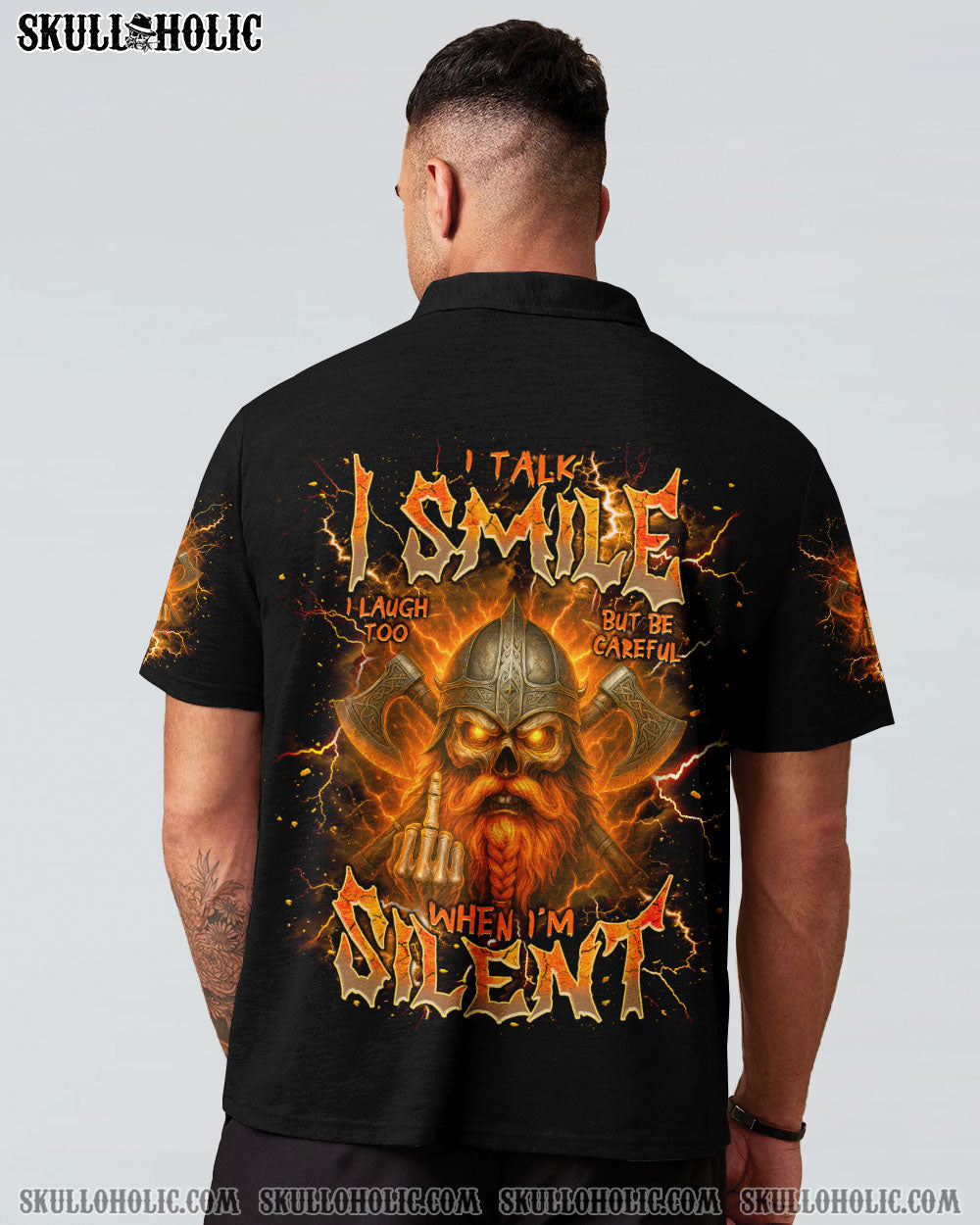 BLISSCORNERS BE CAREFUL WHEN I'M SILENT SKULL VIKING ALL OVER PRINT