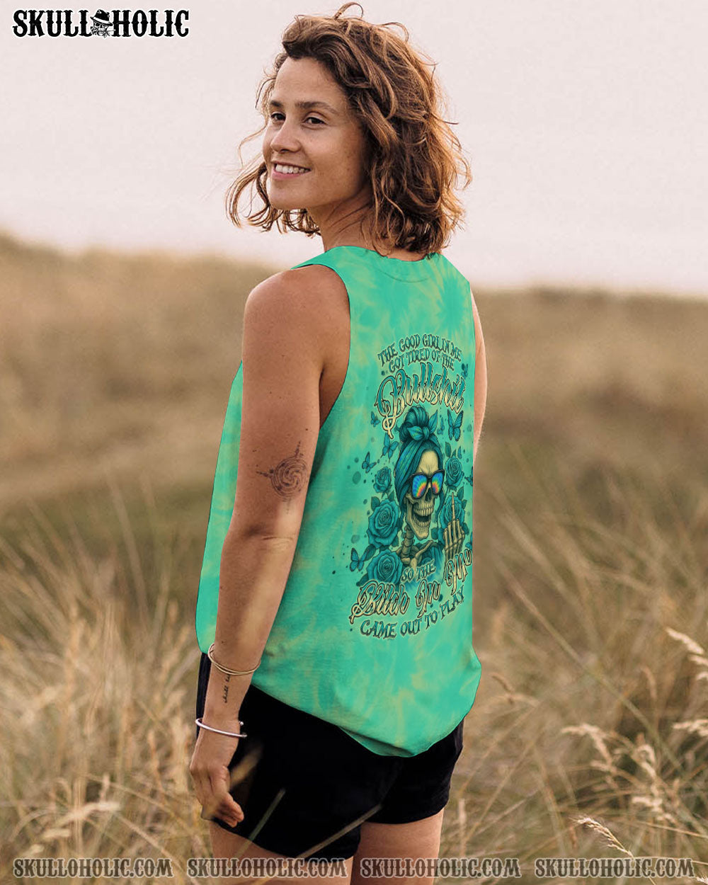 BLISSCORNERS THE GOOD GIRL IN ME MESSY BUN ALL OVER PRINT