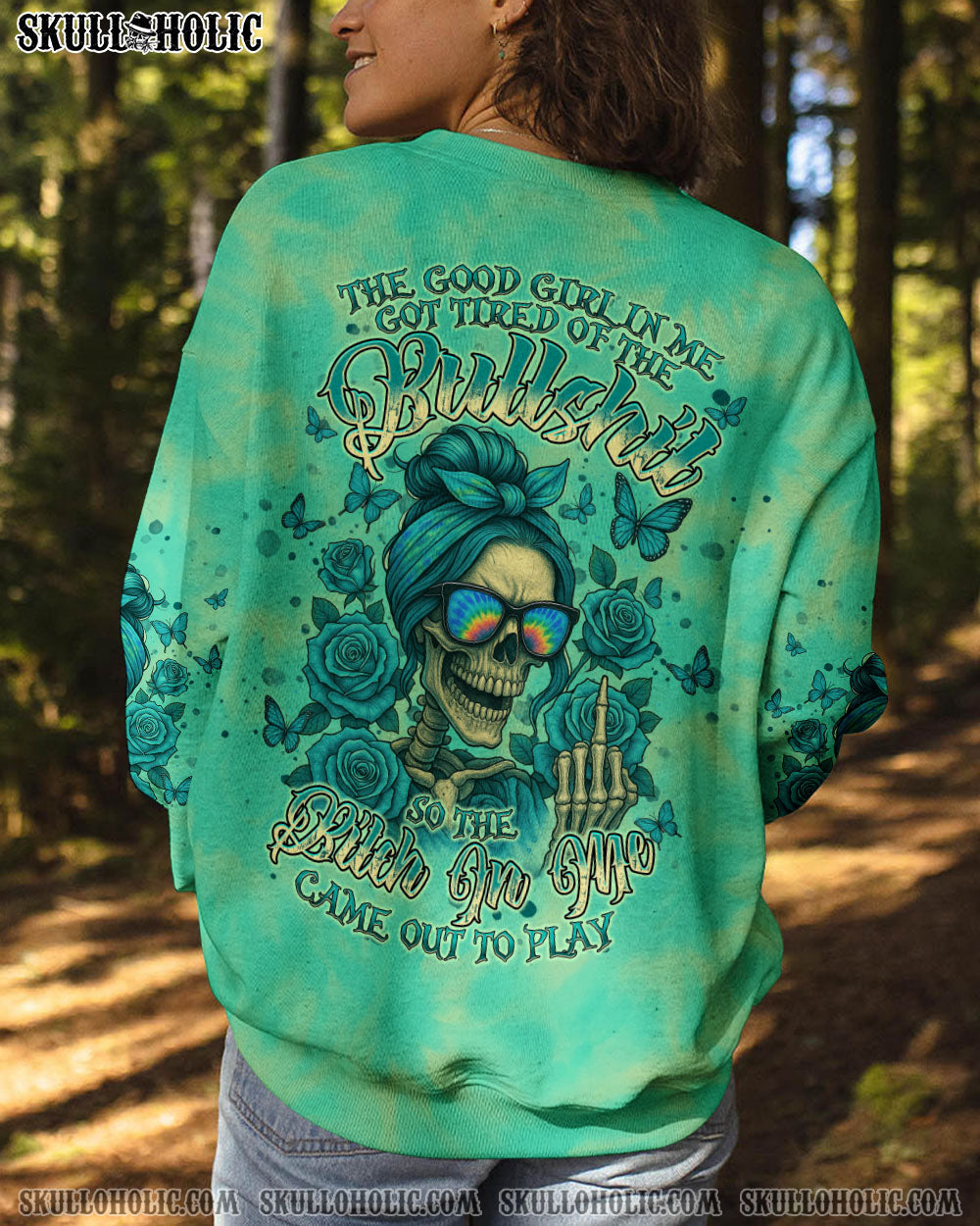 BLISSCORNERS THE GOOD GIRL IN ME MESSY BUN ALL OVER PRINT
