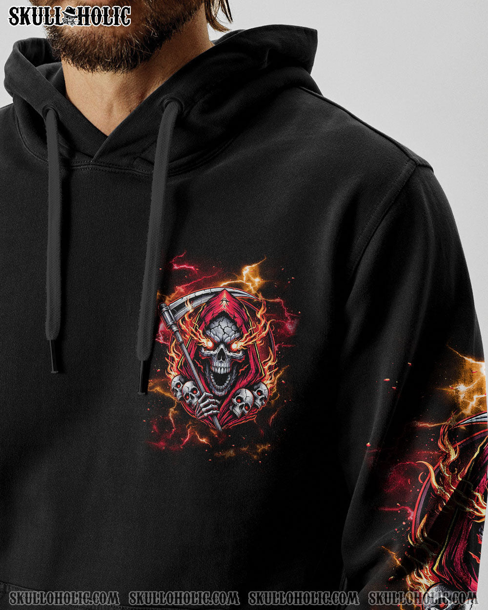 BLISSCORNERS I DON'T NEED A MIDDLE FINGER SKULL REAPER TIE DYE  ALL OVER PRINT