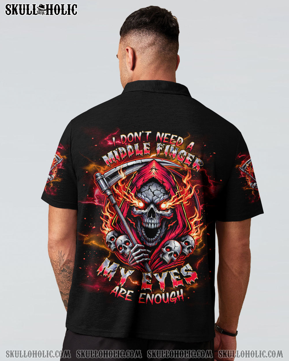 BLISSCORNERS I DON'T NEED A MIDDLE FINGER SKULL REAPER TIE DYE  ALL OVER PRINT