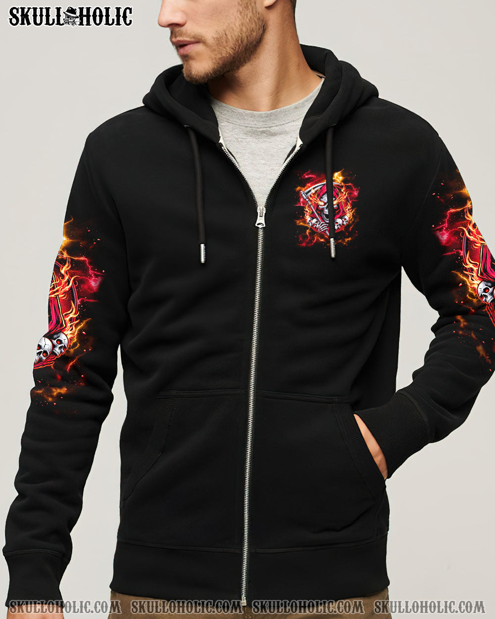 BLISSCORNERS I DON'T NEED A MIDDLE FINGER SKULL REAPER TIE DYE  ALL OVER PRINT