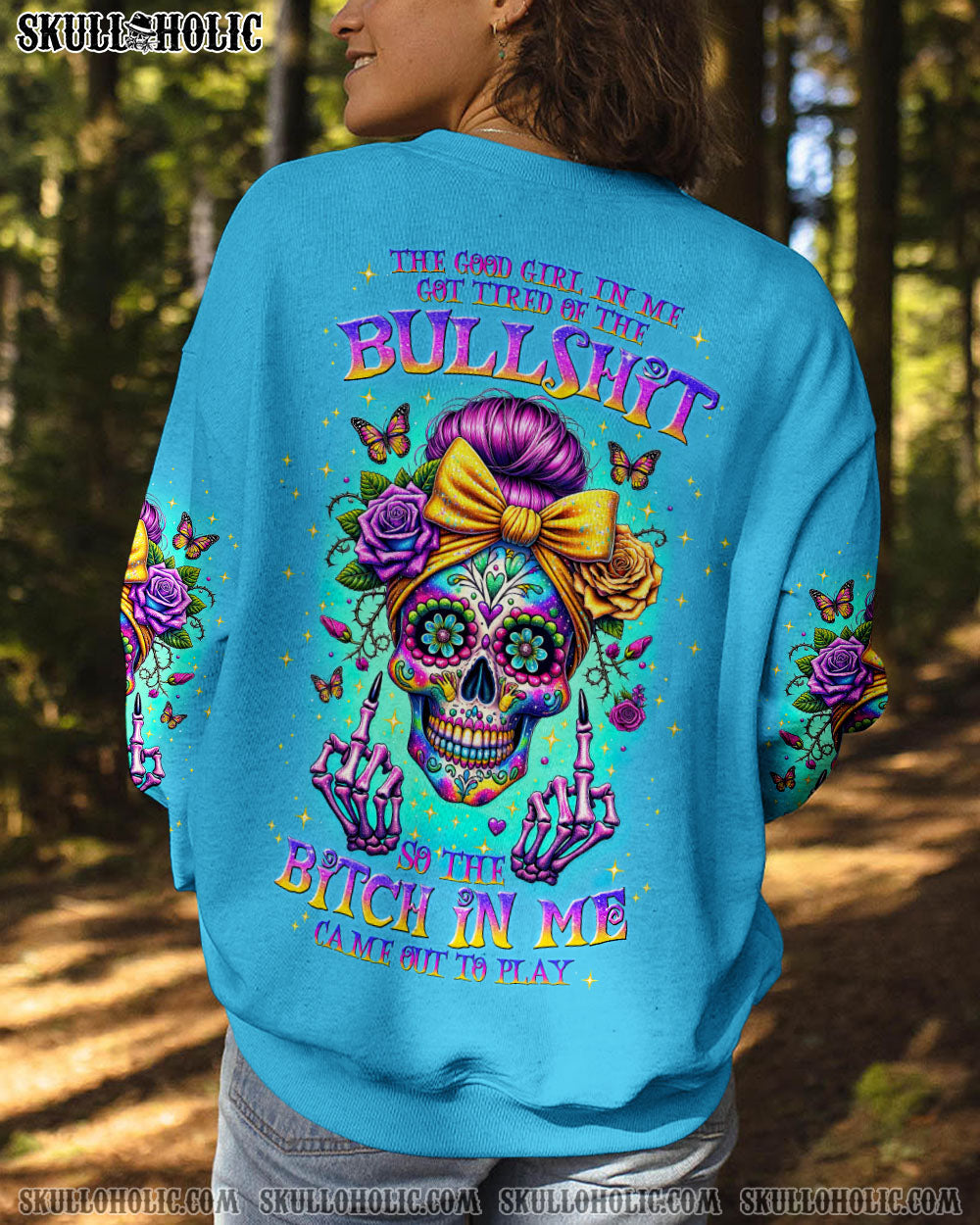 BLISSCORNERS DRINK UP B MESSY BUN SKULL PATRICK'S DAY ALL OVER PRINT