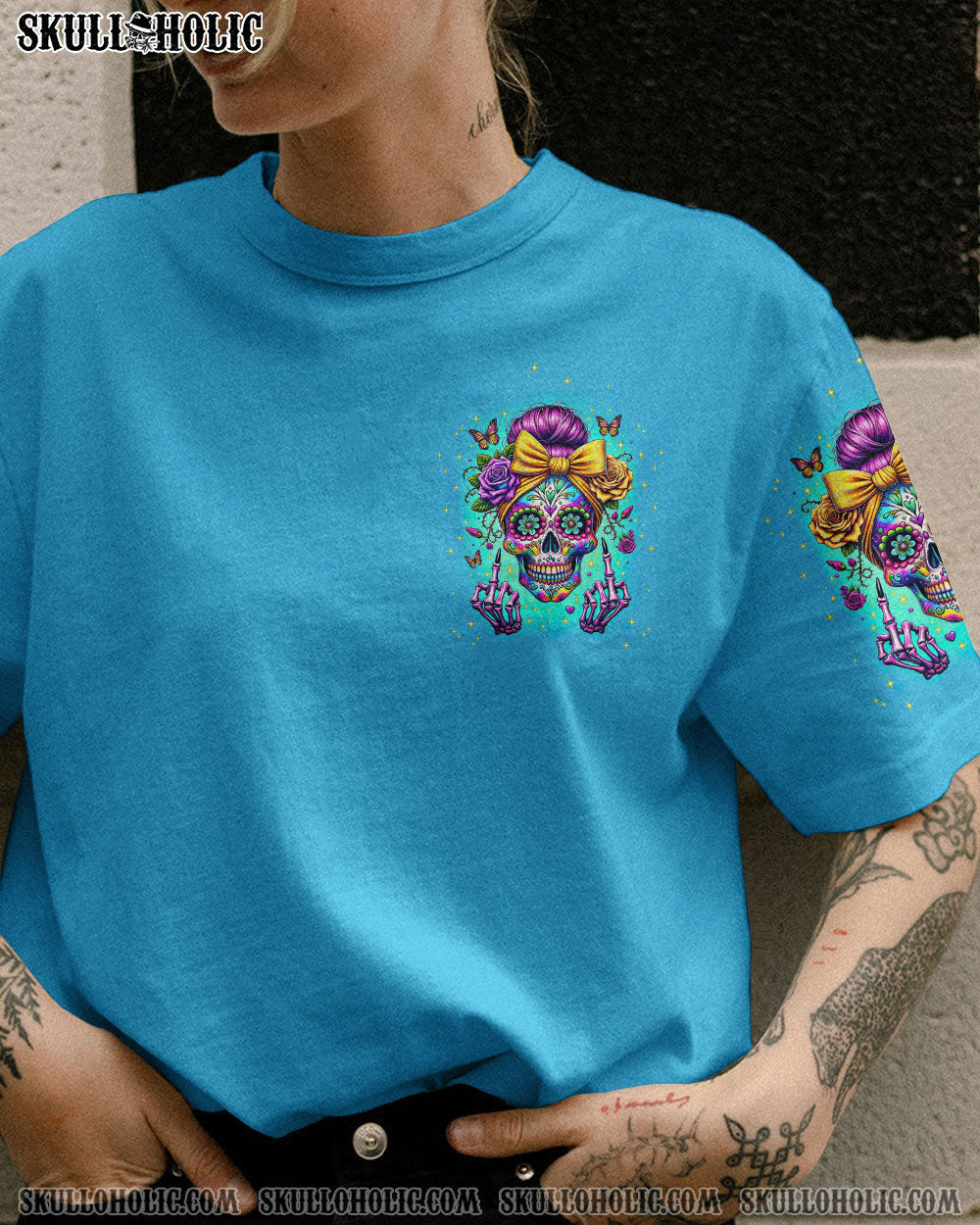 BLISSCORNERS DRINK UP B MESSY BUN SKULL PATRICK'S DAY ALL OVER PRINT