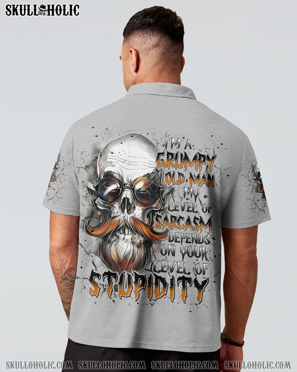 BLISSCORNERS I'M A GRUMPY OLD MAN MY LEVEL OF SARCASM  SKULL ALL OVER PRINT