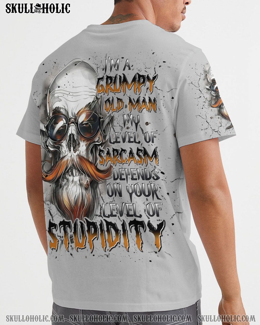 BLISSCORNERS I'M A GRUMPY OLD MAN MY LEVEL OF SARCASM  SKULL ALL OVER PRINT