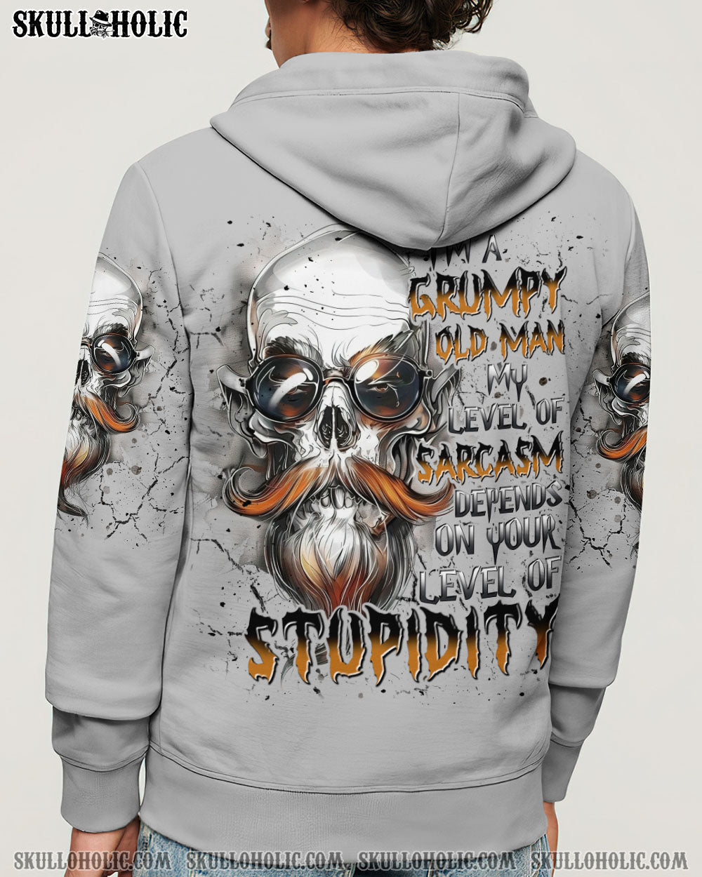 BLISSCORNERS I'M A GRUMPY OLD MAN MY LEVEL OF SARCASM  SKULL ALL OVER PRINT