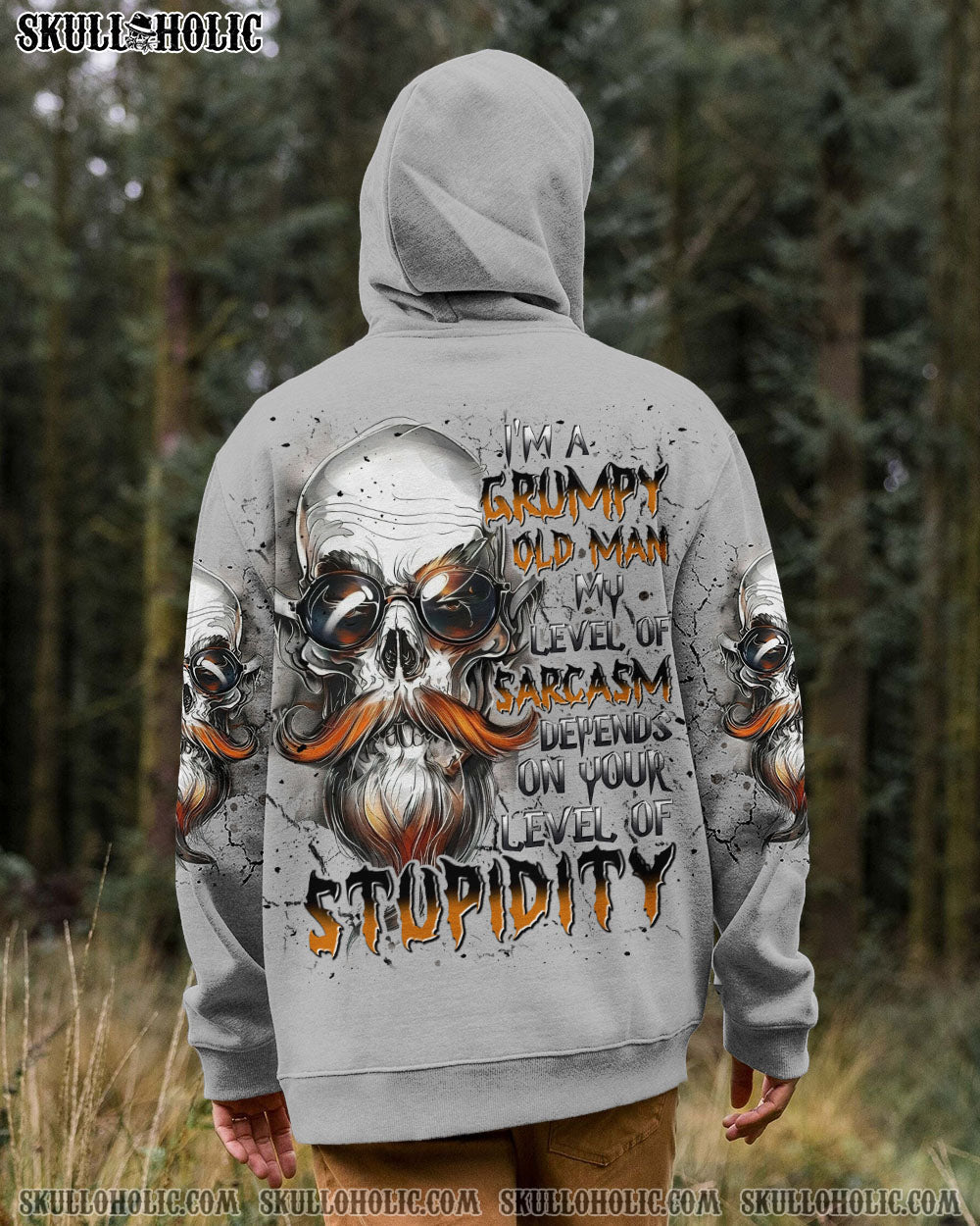 BLISSCORNERS I'M A GRUMPY OLD MAN MY LEVEL OF SARCASM  SKULL ALL OVER PRINT