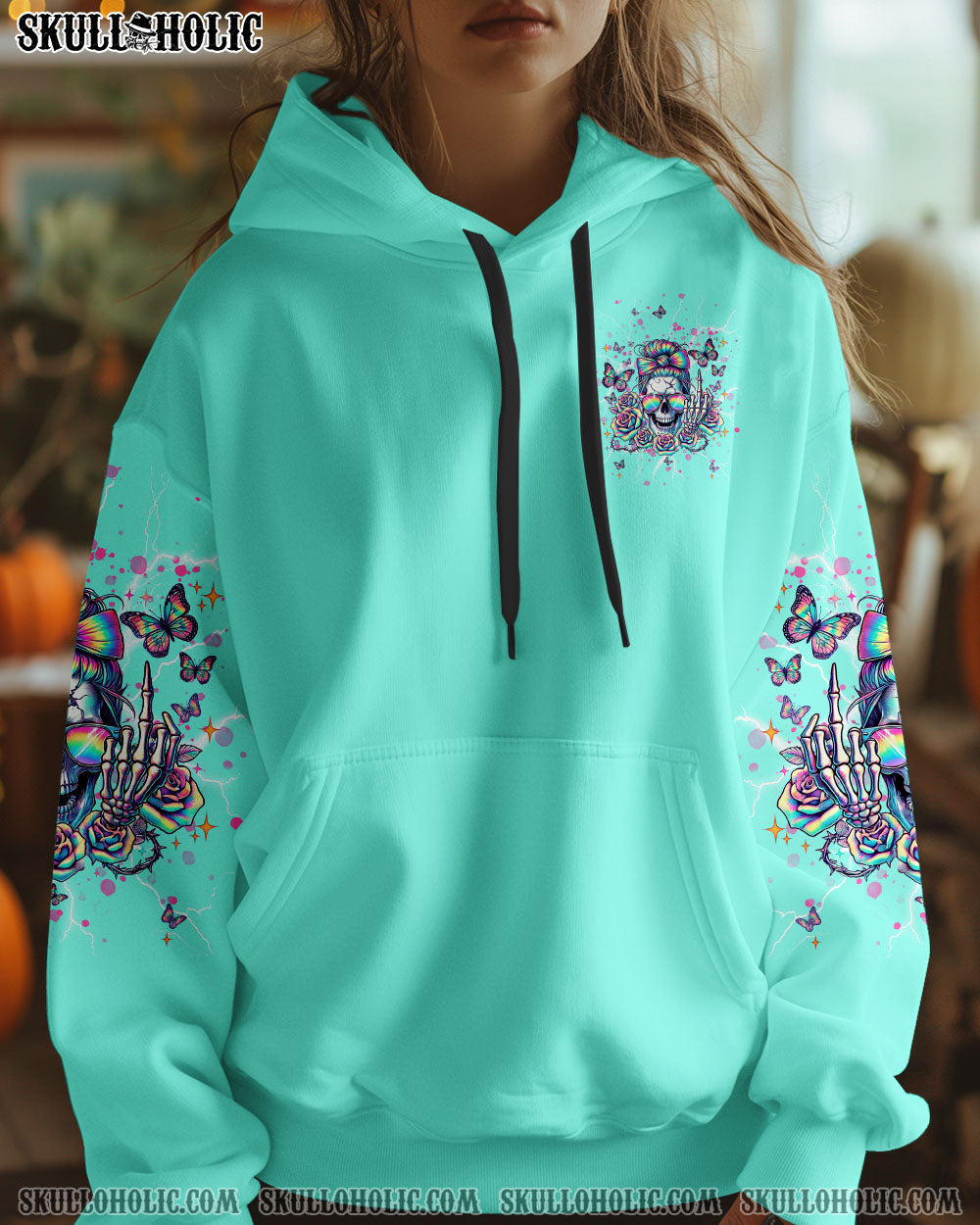 BLISSCORNERS THE GOOD IN ME GOT TIRED MESSY BUN SKULL ALL OVER PRINT