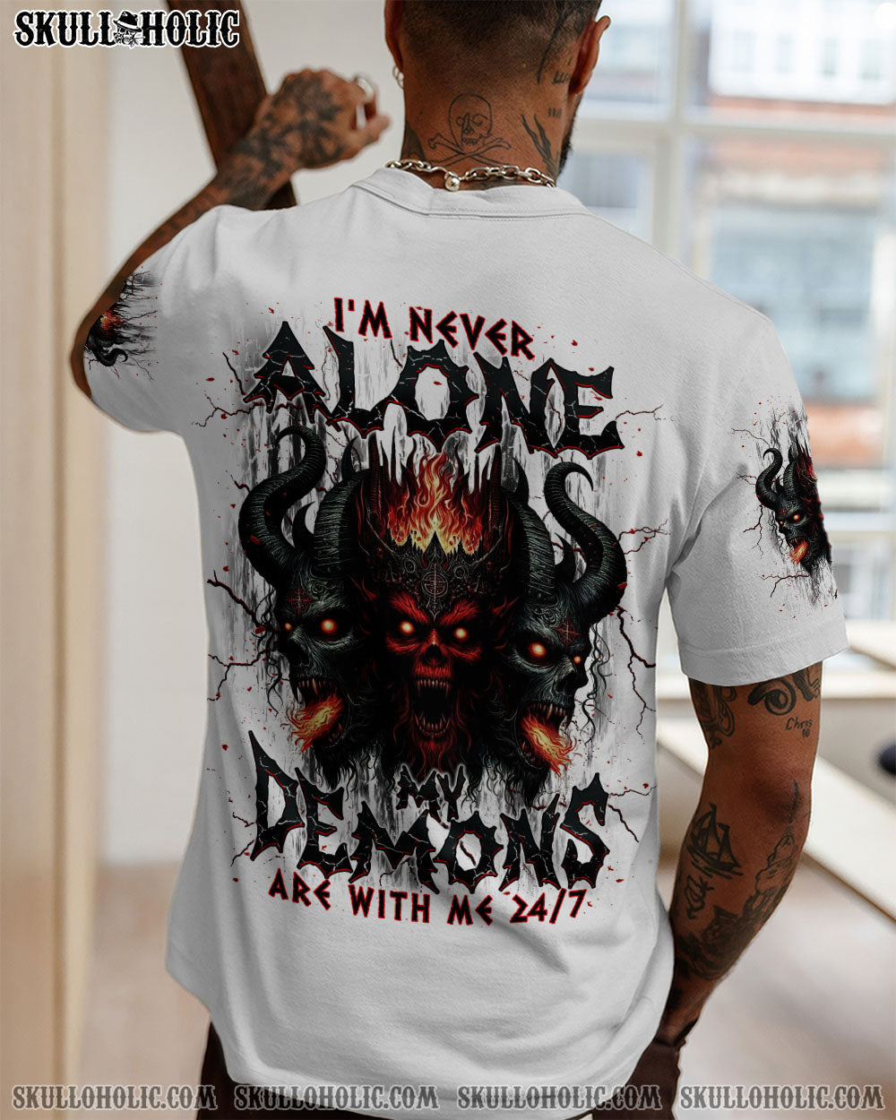 BLISSCORNERS I'M NEVER ALONE MY DEMONS ARE WITH ME 24/7 ALL OVER PRINT