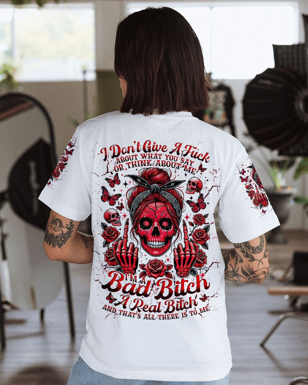 BLISSCORNERS YOU DON'T LIKE ME MESSY BUN SKULL ALL OVER PRINT