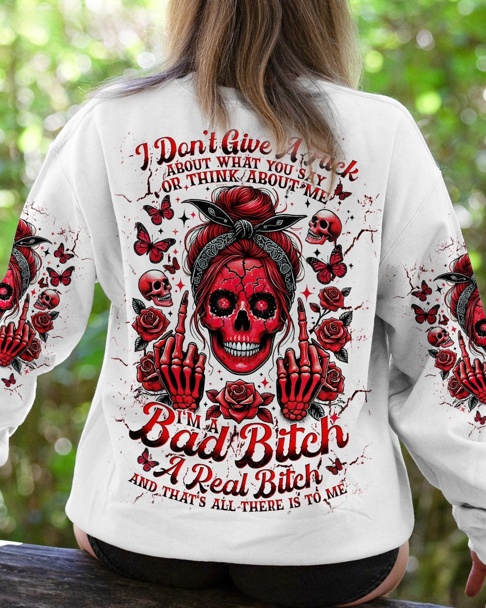 BLISSCORNERS YOU DON'T LIKE ME MESSY BUN SKULL ALL OVER PRINT