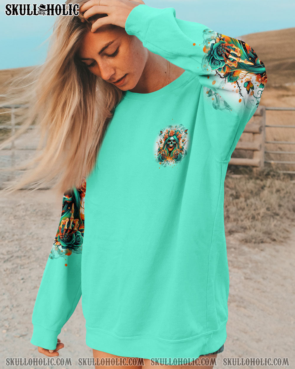 BLISSCORNERS YOU COULDN'T HANDLE ME MESSY BUN SKULL ALL OVER PRINT