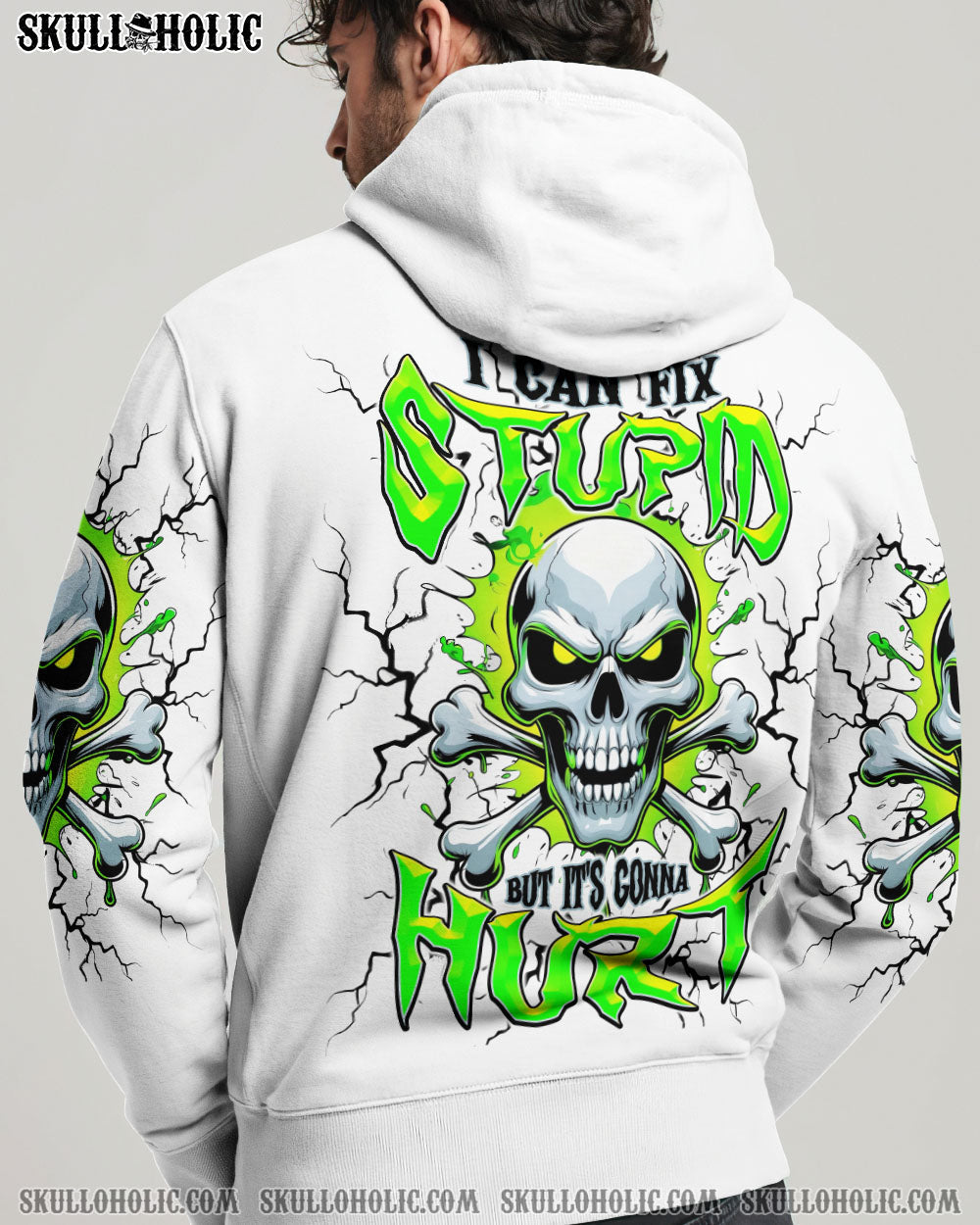 BLISSCORNERS I CAN FIX STUPID BUT IT'S GONNA HURT SKULL BONES ALL OVER PRINT