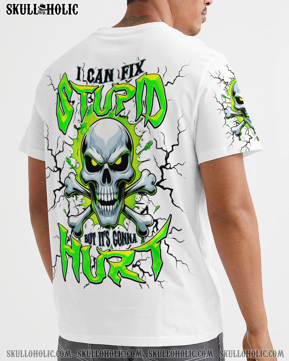 BLISSCORNERS I CAN FIX STUPID BUT IT'S GONNA HURT SKULL BONES ALL OVER PRINT