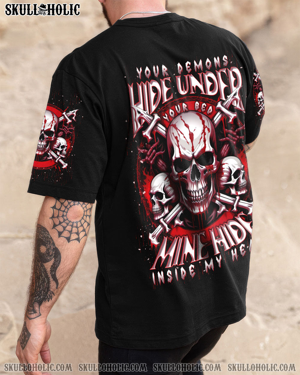 BLISSCORNERS YOUR DEMONS HIDE UNDER YOUR BED SKULL ALL OVER PRINT