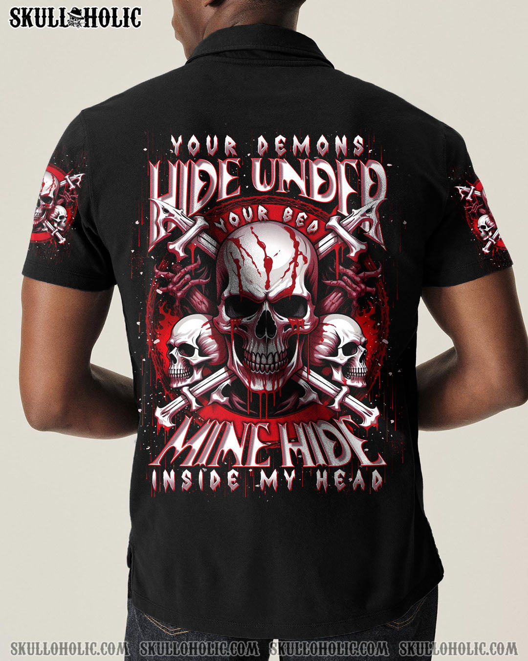 BLISSCORNERS YOUR DEMONS HIDE UNDER YOUR BED SKULL ALL OVER PRINT