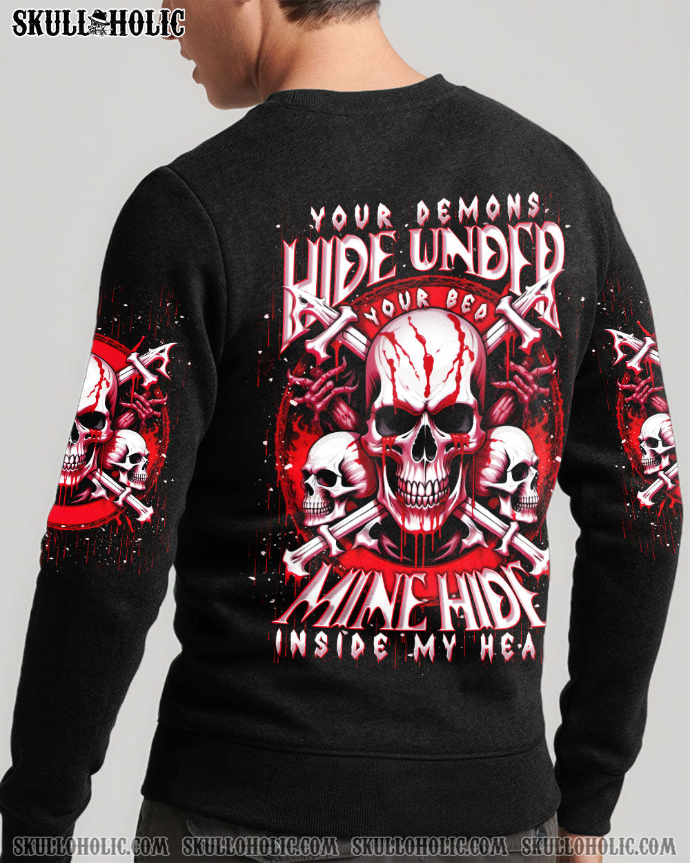 BLISSCORNERS YOUR DEMONS HIDE UNDER YOUR BED SKULL ALL OVER PRINT
