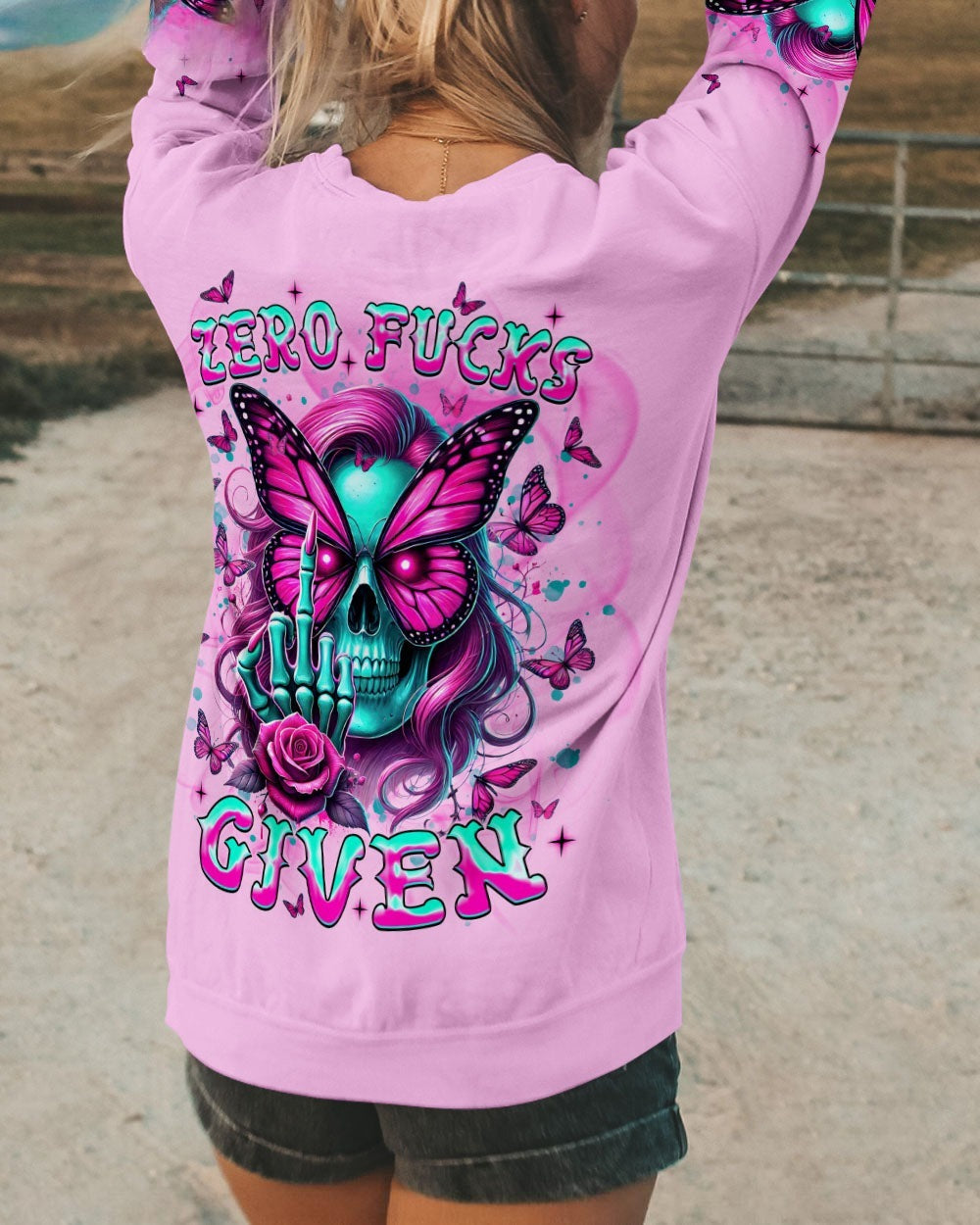 BLISSCORNERS HOW HEARTLESS I CAN BE TATTOO SKULL MESSY BUN ALL OVER PRINT
