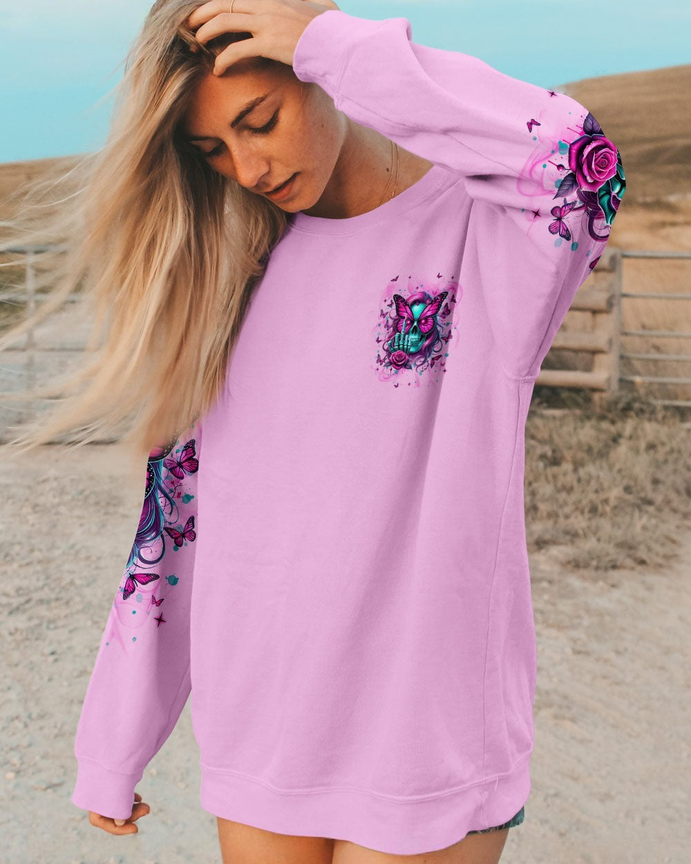 BLISSCORNERS HOW HEARTLESS I CAN BE TATTOO SKULL MESSY BUN ALL OVER PRINT