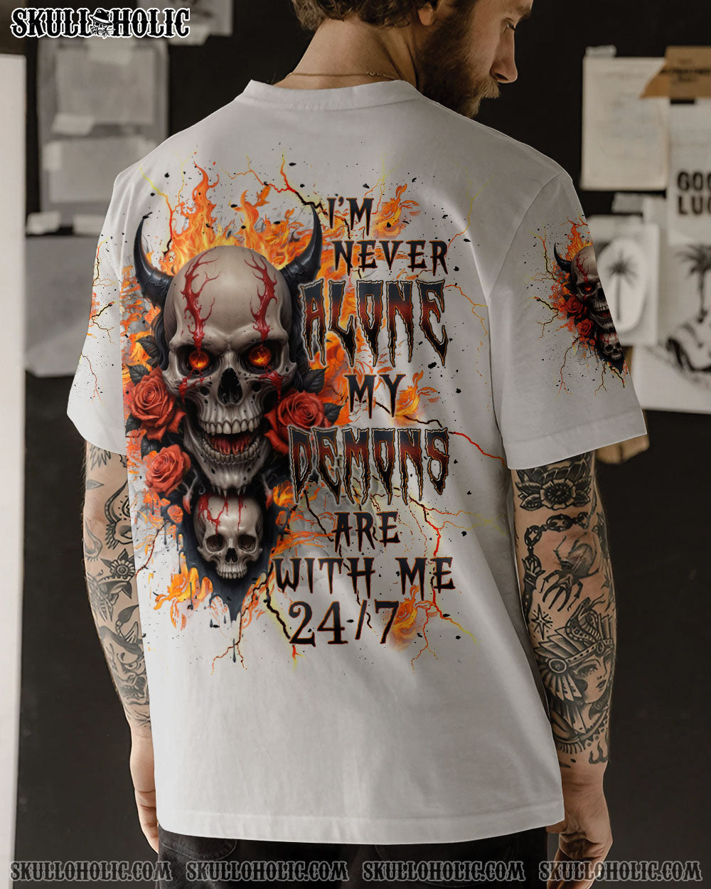 BLISSCORNERS I'M NEVER ALONE MY DEMONS ARE WITH ME 24/7 ALL OVER PRINT