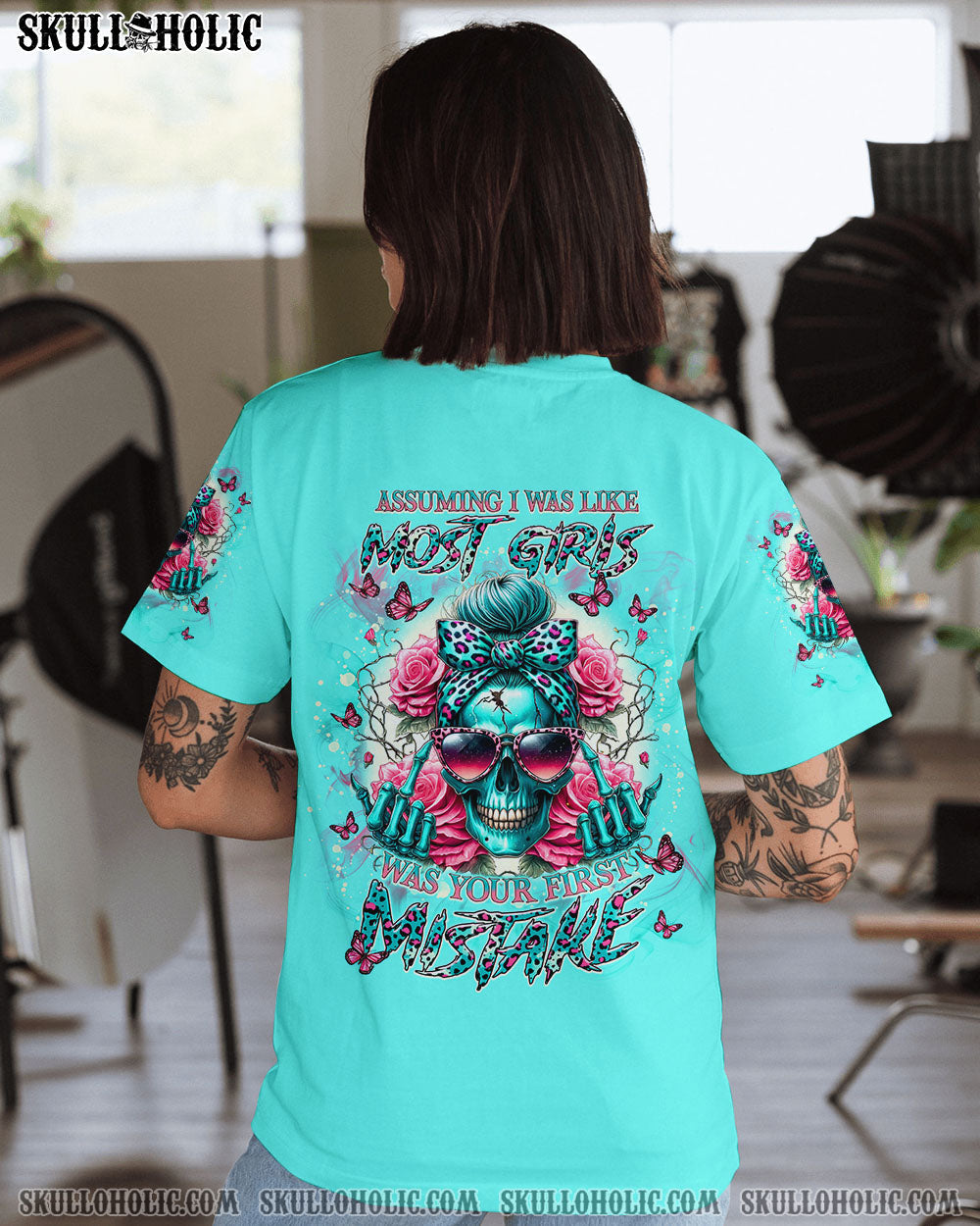 BLISSCORNERS THE KEY TO HAPPINESS MESSY BUN SKULL ALL OVER PRINT