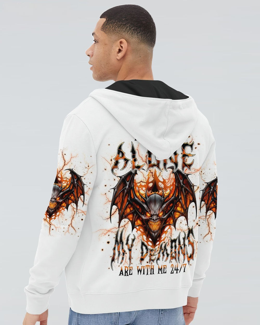 BLISSCORNERS I'M NEVER ALONE SKULL DEMON ALL OVER PRINT